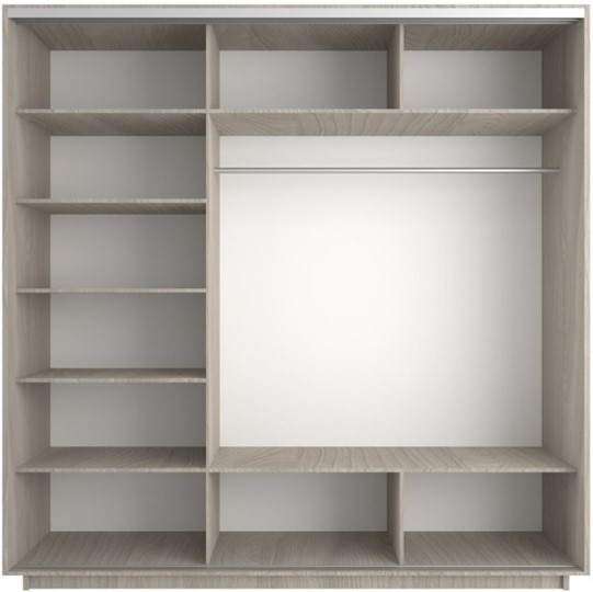 Шкаф 3-створчатый Экспресс (ДСП/Зеркало/ДСП), 2400х600х2200, шимо светлый в Вологде - изображение 2