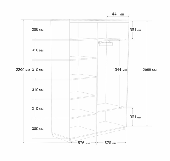 Шкаф Экспресс (Комби) 1200x450x2200, бетон в Вологде - изображение 4