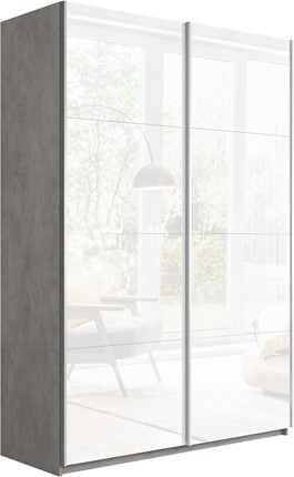 Шкаф Прайм (Белое стекло/Белое стекло) 1200x570x2300, бетон в Вологде - изображение