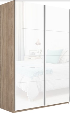Шкаф 2-х дверный Прайм (Белое стекло/Белое стекло) 1200x570x2300, дуб сонома в Вологде - изображение