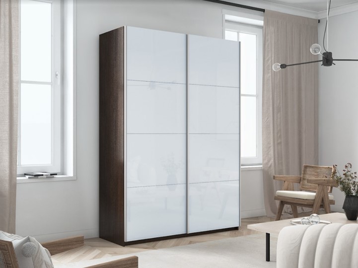 Шкаф Прайм (Белое стекло/Белое стекло) 1200x570x2300, венге в Вологде - изображение 4