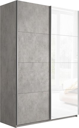 Шкаф 2-створчатый Прайм (ДСП/Белое стекло) 1400x570x2300, бетон в Вологде - изображение