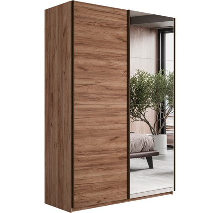Шкаф 2-х дверный Прайм (ДСП/Зеркало) 1200x570x2300, Крафт табачный в Вологде - изображение