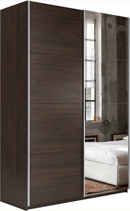 Шкаф 2-дверный Прайм (ДСП/Зеркало) 1600x570x2300, венге в Вологде - изображение