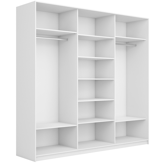 Шкаф 3-створчатый Широкий Прайм (ДСП / Белое стекло) 2400x570x2300, Белый снег в Вологде - изображение 1