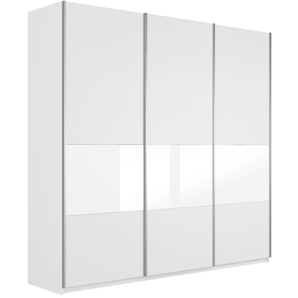 Шкаф 3-створчатый Широкий Прайм (ДСП / Белое стекло) 2400x570x2300, Белый снег в Вологде - изображение