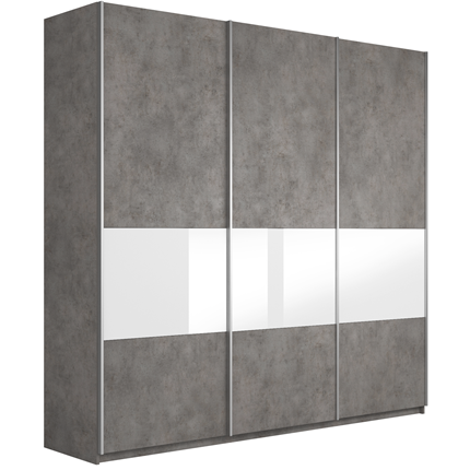 Шкаф Широкий Прайм (ДСП / Белое стекло) 2400x570x2300, Бетон в Вологде - изображение