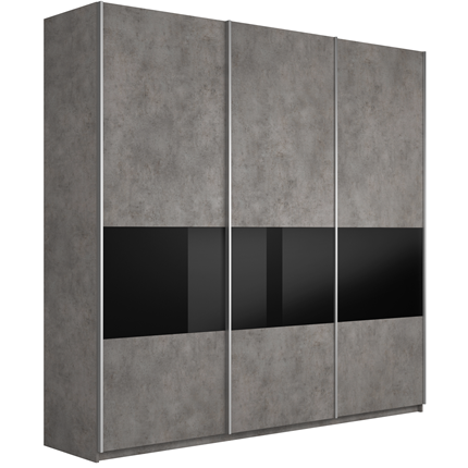 Шкаф Широкий Прайм (ДСП / Черное стекло) 2400x570x2300, Бетон в Вологде - изображение