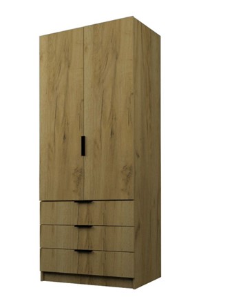 Распашной шкаф ЭШ2-РС-23-8-3я, Дуб Крафт Золотой Люкс 190х80х52 в Вологде - изображение
