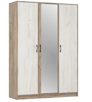 Шкаф трехдверный ШР3/1 Соната с зеркалом Дуб Крафт Серый - Дуб Крафт Белый в Вологде - изображение