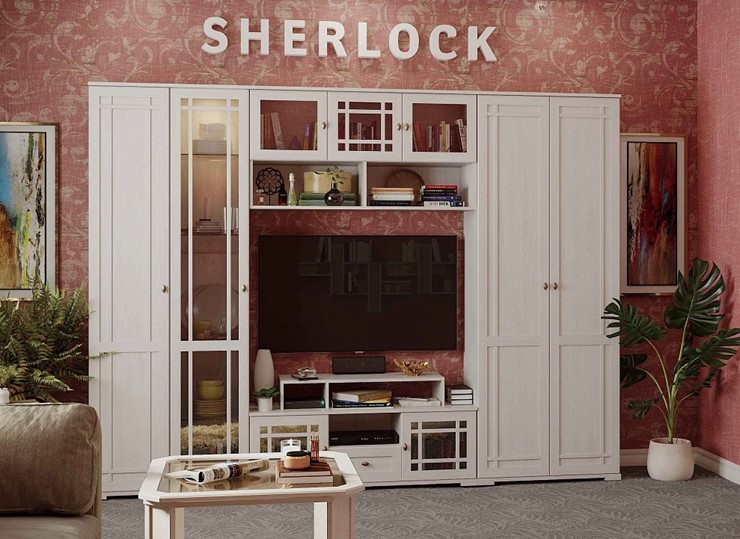Шкаф в гостиную Sherlock 11, Ясень Анкор светлый в Вологде - изображение 1