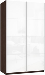 Шкаф 2-створчатый Прайм (Белое стекло/Белое стекло) 1600x570x2300, венге в Вологде - предосмотр