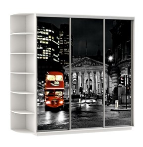 Шкаф 3-створчатый Экспресс, со стеллажом, 2400х600х2200, Ночной Лондон/белый снег в Вологде