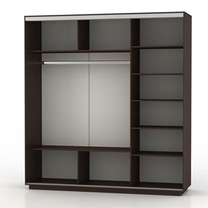 Шкаф 3-х дверный Экспресс (Зеркало/ДСП/Зеркало), 1800х600х2200, шимо темный в Вологде - предосмотр 1