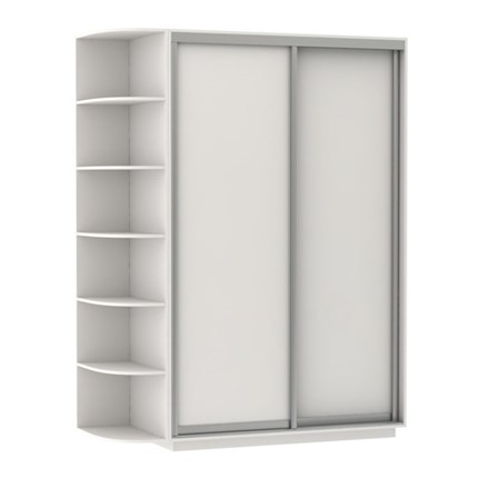 Шкаф 2-дверный Экспресс (ДСП) со стеллажом 1500х600х2400, белый снег в Вологде - изображение