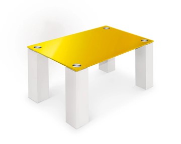 Журнальный столик Колизей-8, белый/желтое стекло в Вологде