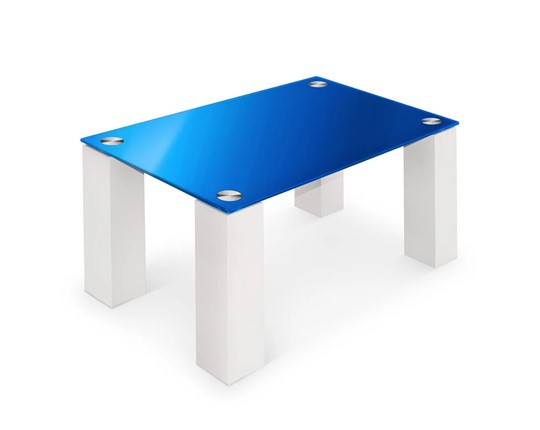 Журнальный столик Колизей-8, белый/синее стекло в Вологде - изображение