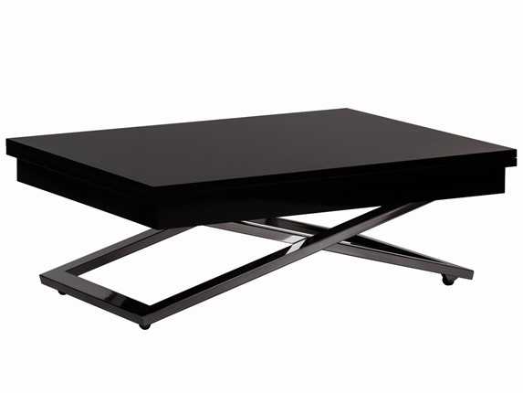 Складной стол-трансформер Cross GL, Черный суперглянец/Нержавеющая сталь в Вологде - изображение