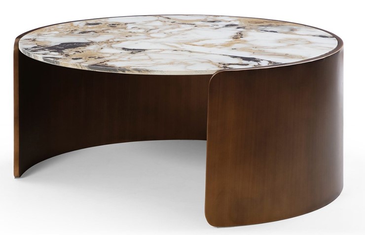 Журнальный круглый стол CT3095CL (D90) белая керамика /бронзовый в Вологде - изображение 1