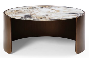 Журнальный круглый стол CT3095CL (D90) белая керамика /бронзовый в Вологде - предосмотр
