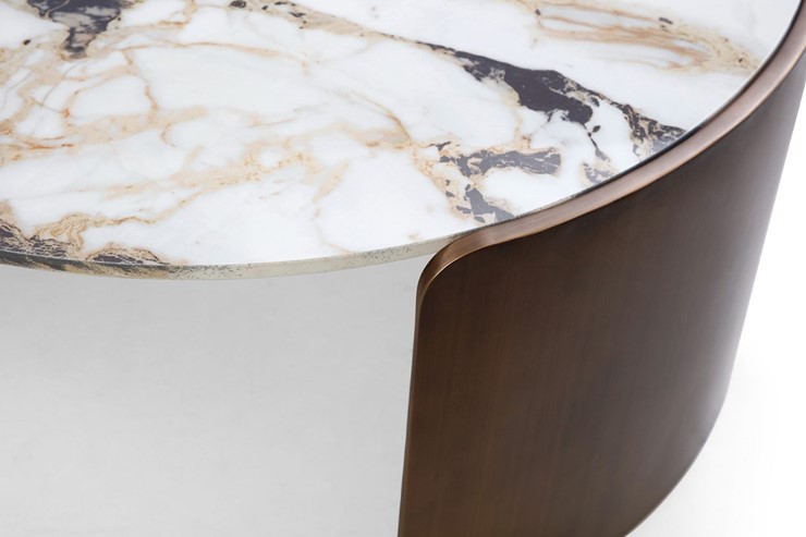 Журнальный круглый стол CT3095CL (D90) белая керамика /бронзовый в Вологде - изображение 4