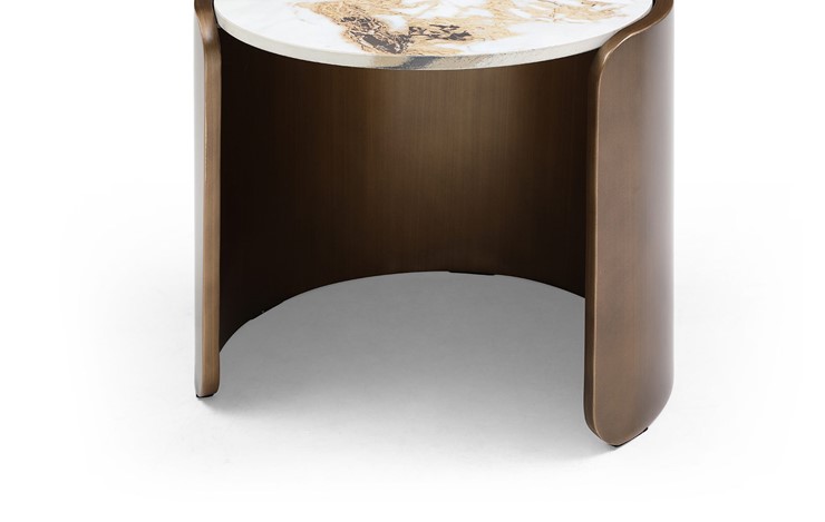 Журнальный круглый стол ET3095CI (D40) белая керамика /бронзовый в Вологде - изображение 2