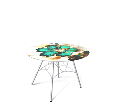 Столик круглый SHT-S100 / SHT-TT32 60 стекло/МДФ (малахитово зеленый/хром лак) в Вологде - изображение