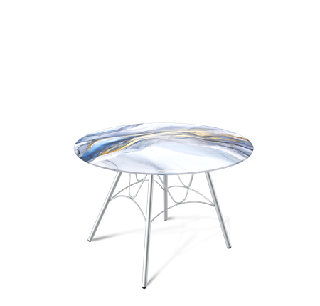 Столик круглый SHT-S100 / SHT-TT32 60 стекло/МДФ (млечный путь/хром лак) в Вологде - изображение