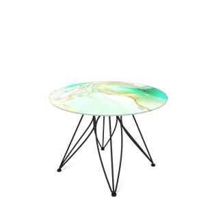 Круглый столик SHT-S113 / SHT-TT32 60 стекло/МДФ (лазурно голубой/черный муар) в Вологде - предосмотр