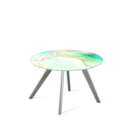 Круглый столик SHT-S39 / SHT-TT32 60 стекло/МДФ (лазурно голубой/серый) в Вологде - изображение