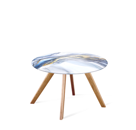 Столик SHT-S39 / SHT-TT32 60 стекло/МДФ (млечный путь/светлый орех) в Вологде - изображение