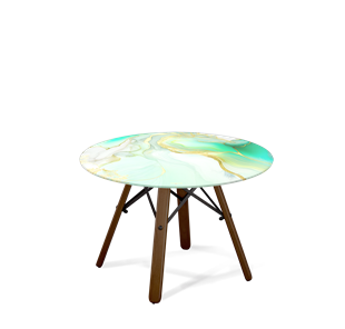 Круглый столик SHT-S70 / SHT-TT32 60 стекло/МДФ (лазурно голубой/темный орех/черный муар) в Вологде - предосмотр