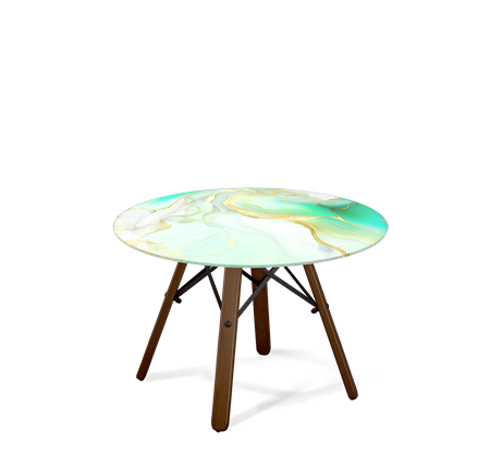 Круглый столик SHT-S70 / SHT-TT32 60 стекло/МДФ (лазурно голубой/темный орех/черный муар) в Вологде - изображение