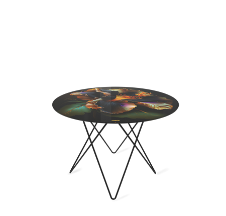 Круглый столик SHT-TU37 / SHT-TT32 60 стекло/МДФ (ночной цветок/черный муар) в Вологде - изображение