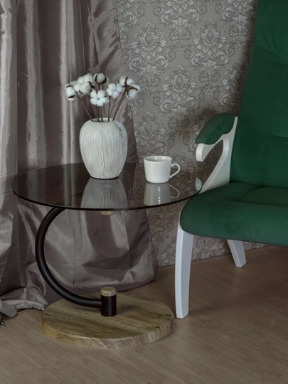 Стеклянный стол Дуэт 13Н (черный-дуб крымский состаренный-тонированное) в Вологде - изображение 1