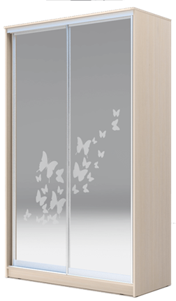 Шкаф 2200х1500х420 два зеркала, "Бабочки" ХИТ 22-4-15-66-05 Ясень Дуб Млечный в Вологде - изображение