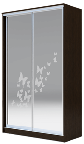 Шкаф 2-х дверный 2300х1682х420 два зеркала, "Бабочки" ХИТ 23-4-17-66-05 Венге Аруба в Вологде - предосмотр