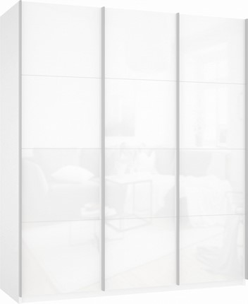 Шкаф-купе трехстворчатый Прайм (3 Белое стекло) 1800x570x2300, белый снег в Вологде - изображение
