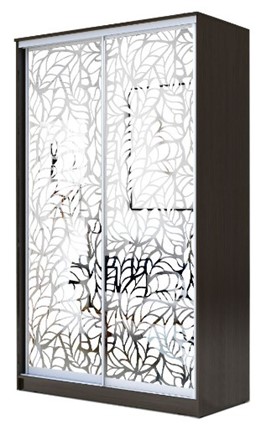 Шкаф 2200х1500х420 два зеркала, "Листья" ХИТ 22-4-15-66-17 Венге в Вологде - изображение