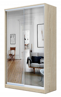Шкаф 2300х1200х420 с двумя зеркалами ХИТ 23-4-12/2-55, Дуб Сонома в Вологде - изображение