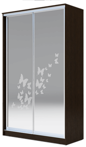 Шкаф 2-х дверный 2400х1200х420 два зеркала, "Бабочки" ХИТ 24-4-12-66-05 Венге Аруба в Вологде - предосмотр