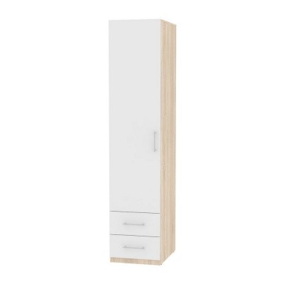 Распашной шкаф Риал (H20) 198х45х45 ручка рейлинг, Белый/ДСС в Вологде - изображение