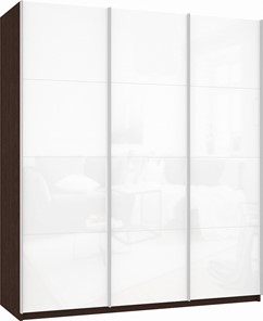 Шкаф трехстворчатый Прайм (3 Белое стекло) 2100x570x2300, венге в Вологде