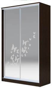 Шкаф 2-х дверный 2200х1500х420 два зеркала, "Бабочки" ХИТ 22-4-15-66-05 Венге Аруба в Вологде