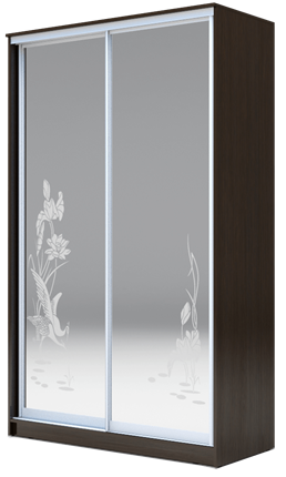 Шкаф 2-х дверный 2400х1200х620 два зеркала, "Цапли" ХИТ 24-12-66-01 Венге Аруба в Вологде - изображение