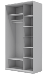 Шкаф 2-х дверный Хит-22-14-22 с цветным стеклом, средне-серый 074, Белый корпус в Вологде - предосмотр 1