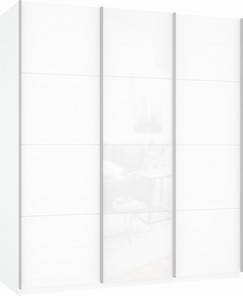 Шкаф-купе Прайм (ДСП/Белое стекло/ДСП) 2100x570x2300, белый снег в Вологде - предосмотр