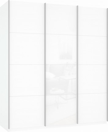 Шкаф-купе Прайм (ДСП/Белое стекло/ДСП) 2100x570x2300, белый снег в Вологде - изображение
