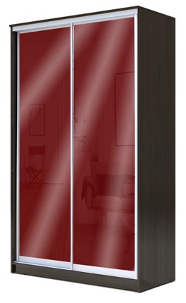 Шкаф 2-х створчатый 2200х1200х620 с цветным стеклом ХИТ 22-12/2-22 Бургунд 312, Венге в Вологде - изображение