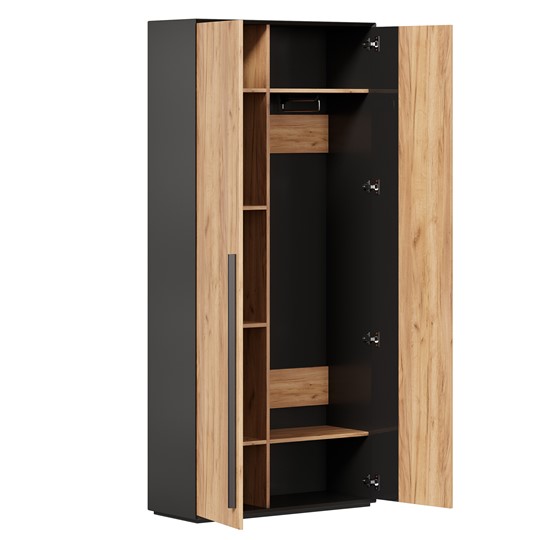 Шкаф для прихожей 2-дверный Неаполь ЛД.134050.000 (Черный/Дуб Золотой) в Вологде - изображение 1